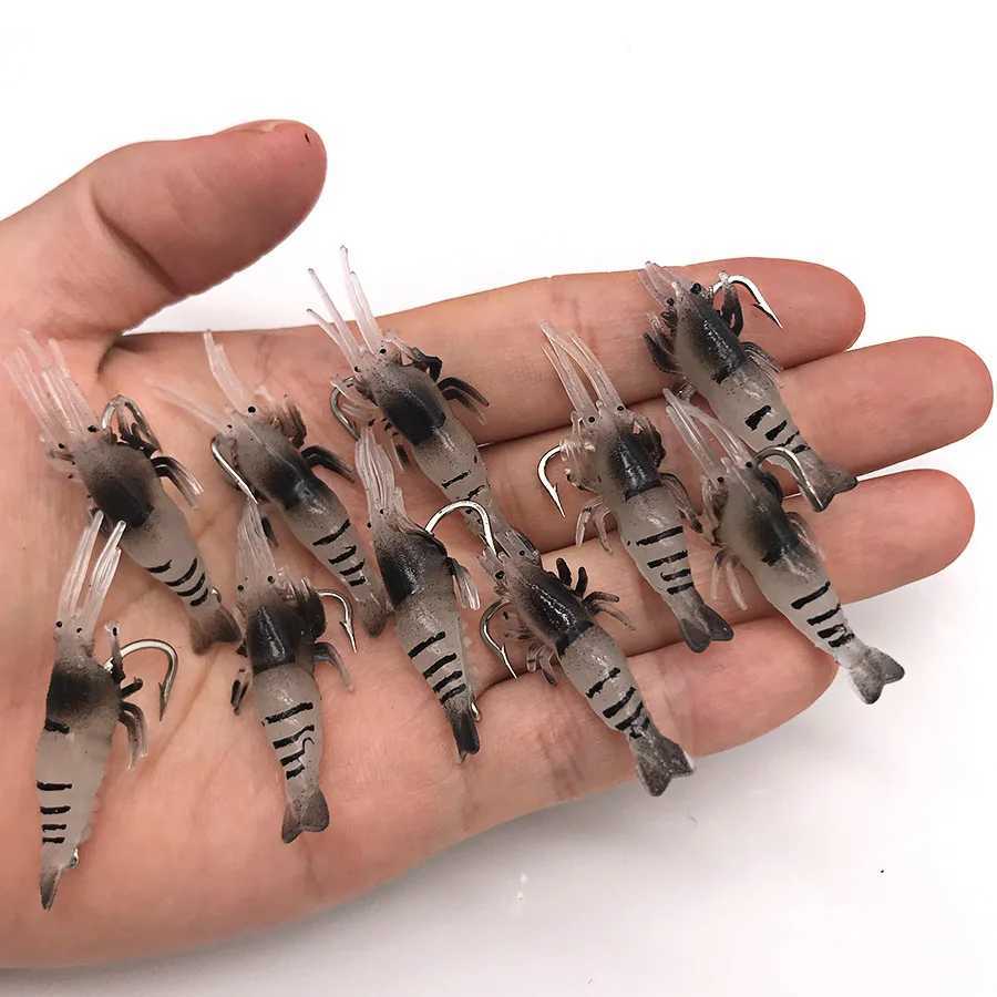Luminous Shrimp Silicone Artificial Bait Simulation Soft Prawn With Hooks Carp Wobbler For Fishing Tackle/Lure/Accessories SeaXJ250122