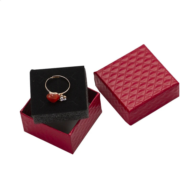 5*5*3cm Jewelry Display Box 48pcs Multi Colors Black Sponge Diamond Patternn Paper Ring /Earrings Box Packaging White Gift Box 250117