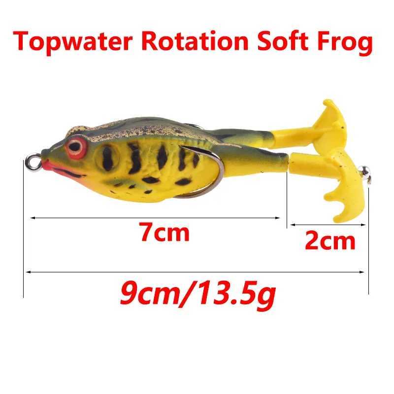1 Pc Topwater Frog Fishing Lure 9cm 13.5g Propeller Flipper Duckling Soft Baits for Bass Catfish Isca Silicone Artificial BaitXJ250122