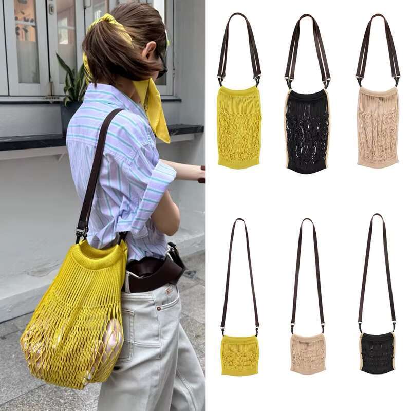 Fashion Hollow Out Women Shoulder Bags Handmade Weave Crossbody Casual Summer Beach Bag Fishnet Tote Shopper Purses 2024