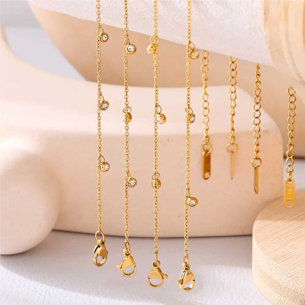 Womens Chain Anklet In Stainl Steel With Multi Zircon Charms 18k Gold Plated Adjustable Foot Chains Ankle Bracelet For WomenXJ250121