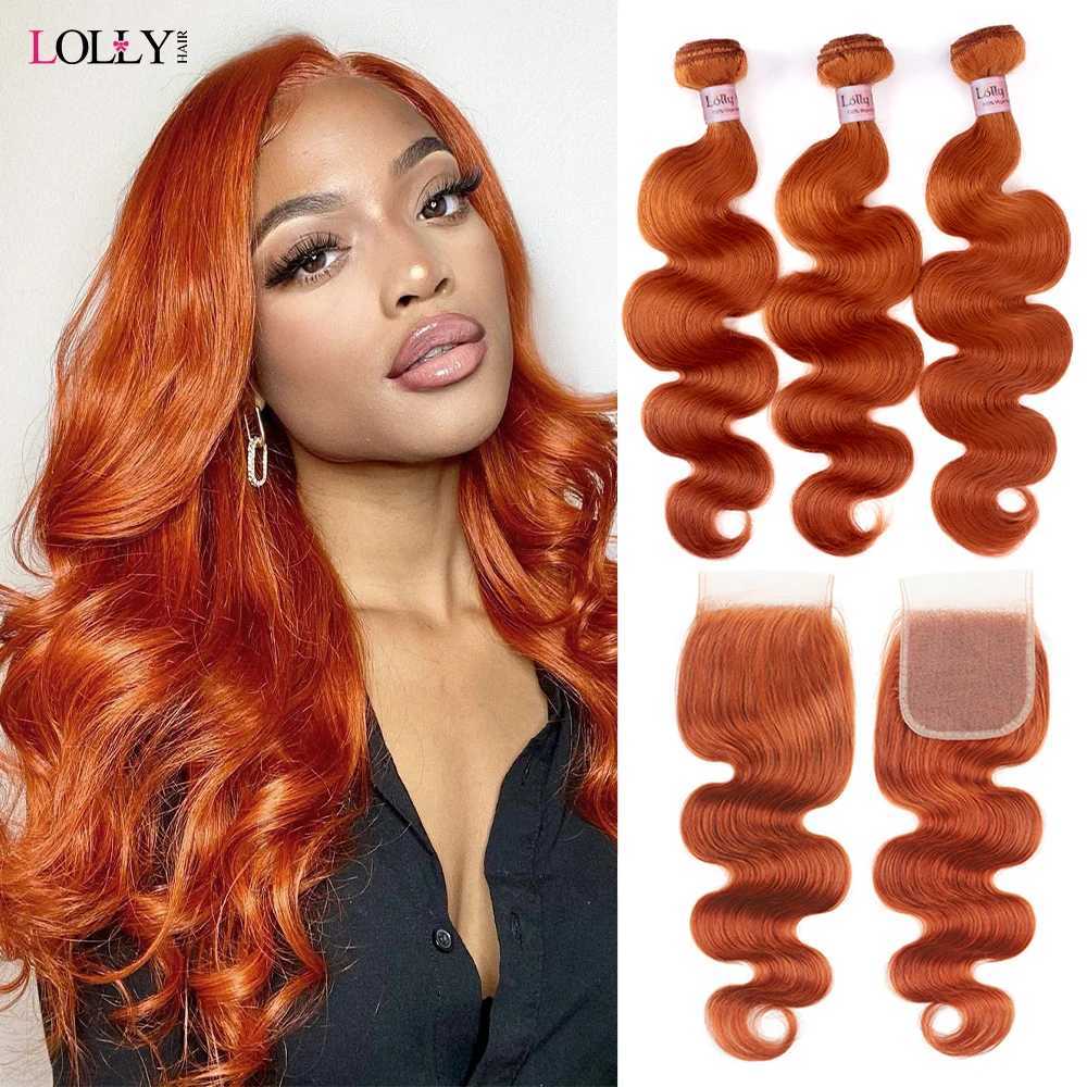 Lolly Ginger Body Wave Bundles With Clo Brazilian Hair Weave Bundles With Clo 4x4 Human Hair Extension Body Wave BundlesXJ250120
