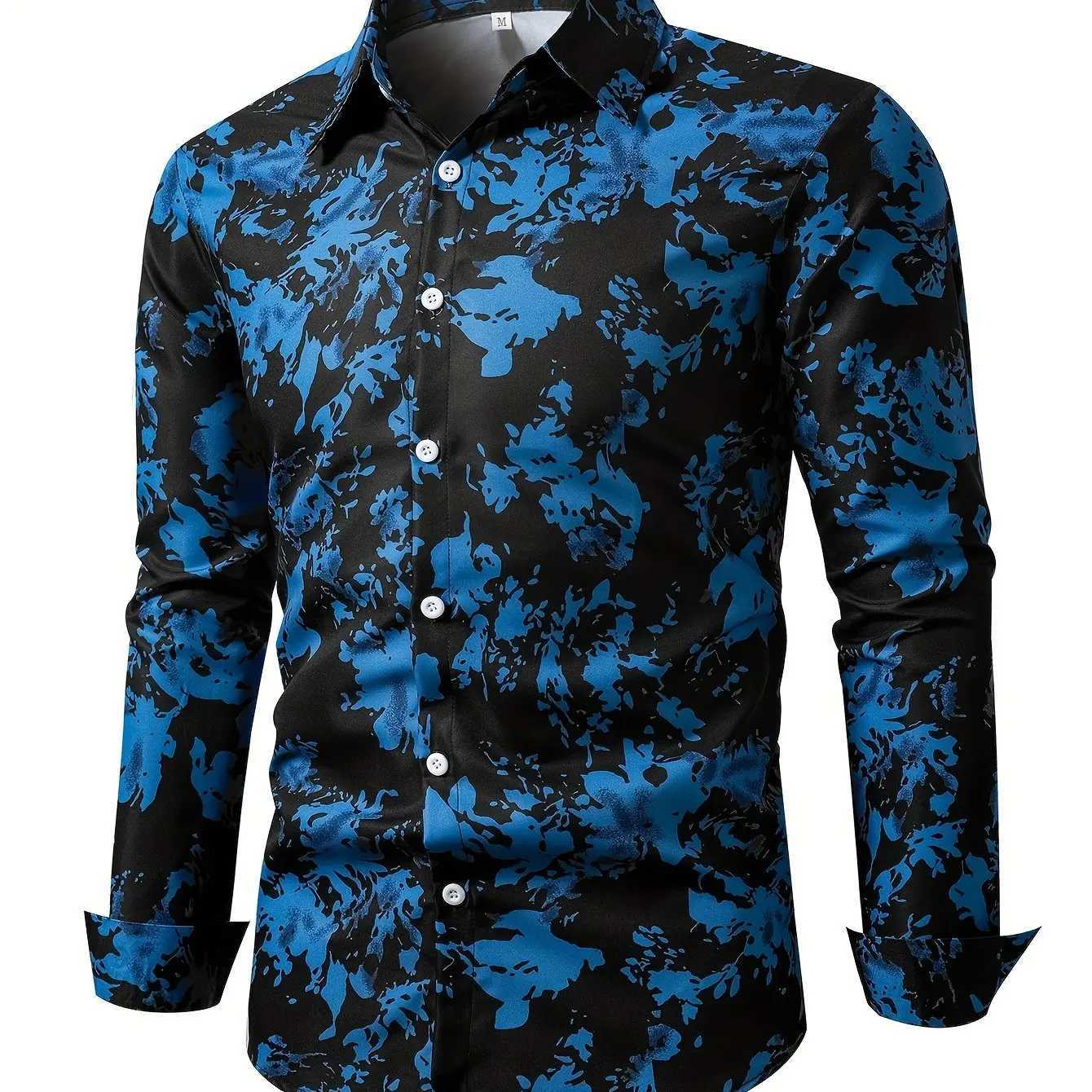 2024 New Fashionable Casual Comfortable Mens 3D Printed Floral Pattern Print Cardigan Long Sleeve Lapel Shirt For DatingXJ250121