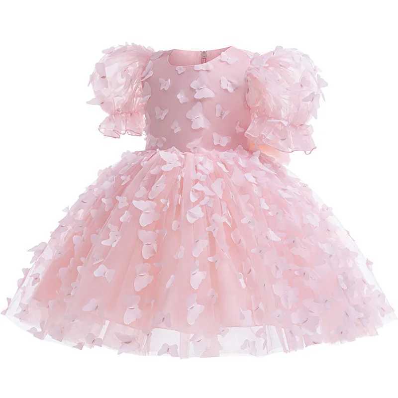1 2 3 4 5 6 Years Butterfly Girls Dress Summer Mesh Fashion Bow Little Princess Baby Dress Christmas Birthday Gifts Kids Clothes X250203