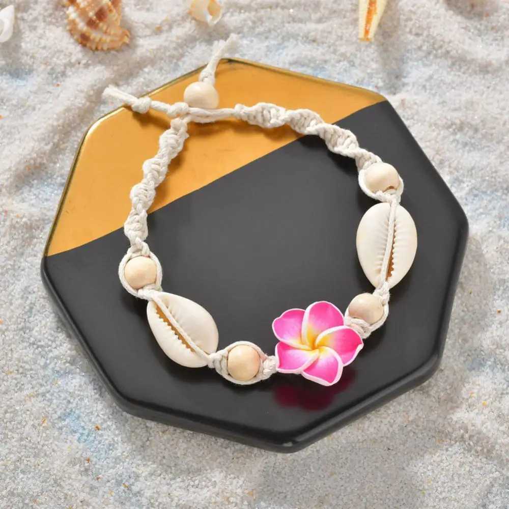 Women Anklets Clay Shell Frangipani Anklets Bohemian Flower Sea Shell Beads Anklet Foot Chain Women Barefoot Ankle BraceletXJ250121