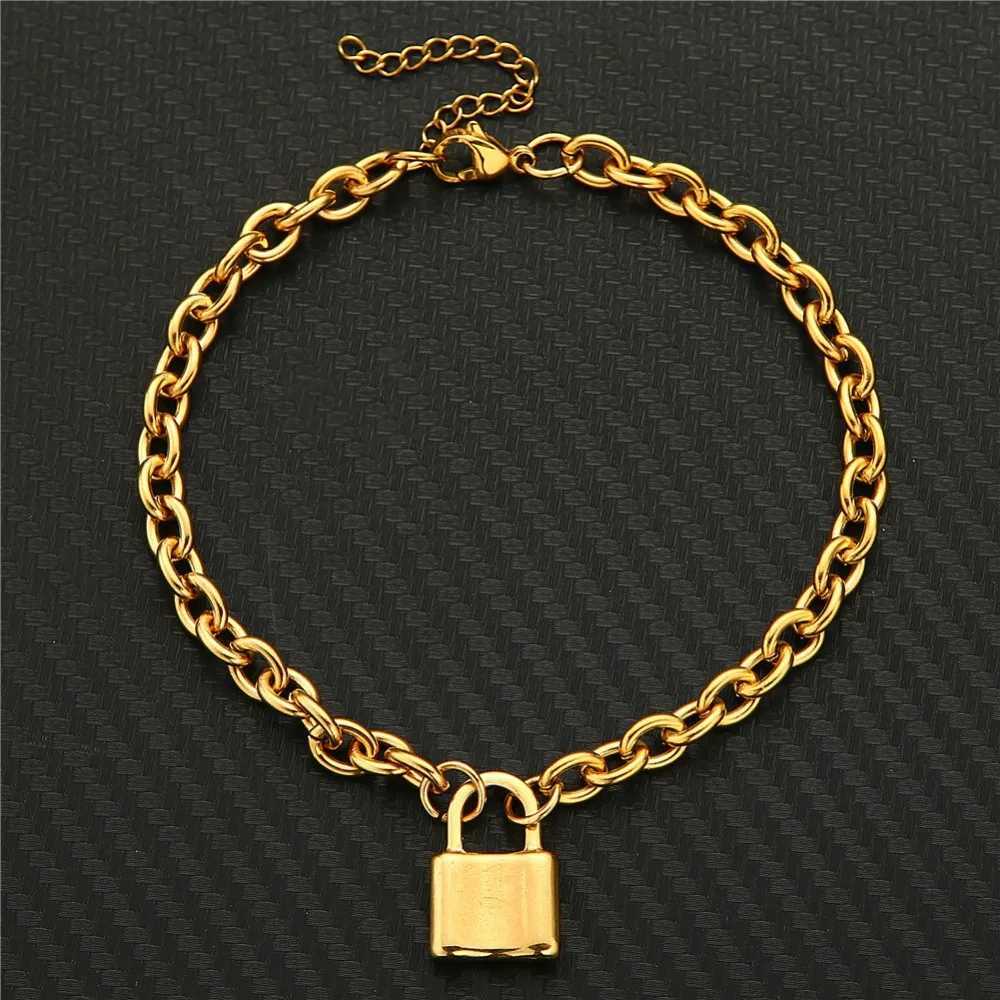 Stainl Steel Padlock Charms Anklets Sandals Foot Jewelry Leg Lock Pendant Anklet Foot Anklet Bracelets For Women Leg ChainXJ250121