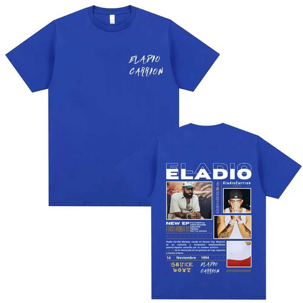 Rapper Eladio Carrion Double Sided Print T-shirt Men Women Fashion Oversized Streetwear Male Vintage Casual Pure Cotton T Shirts X250203