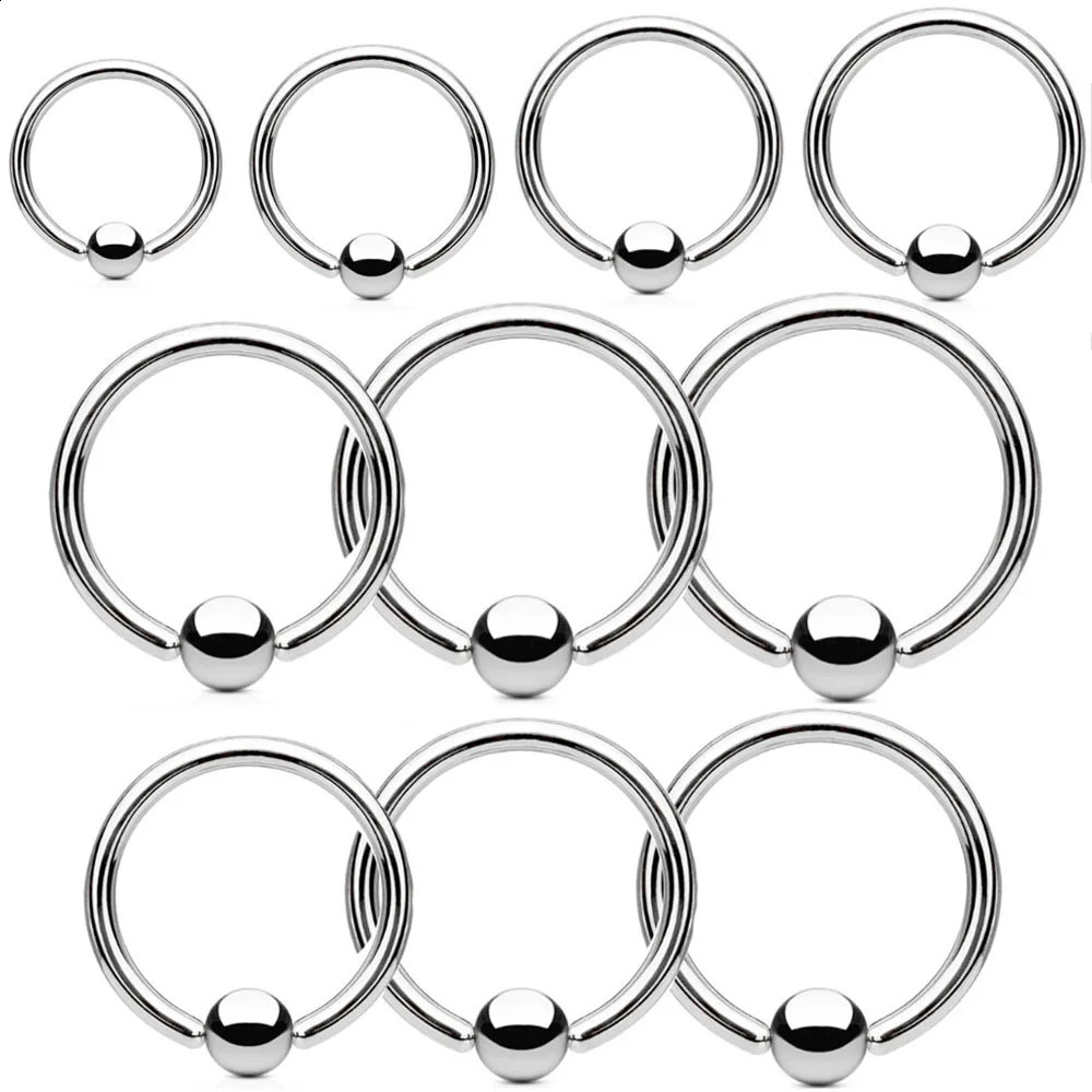 10pcsLot Steel Large Size Captive Bead Lip Rings BCR Nipple Eyebrow Tragus Ear Hoop Earrings Piercing Body Jewelry 250110