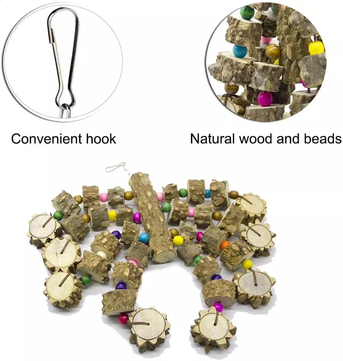 Bird Toys Natural Wood Large Parrot Toy Bird Toys for African Grey Macaws Cockatoos Parrot Birds and More 250121