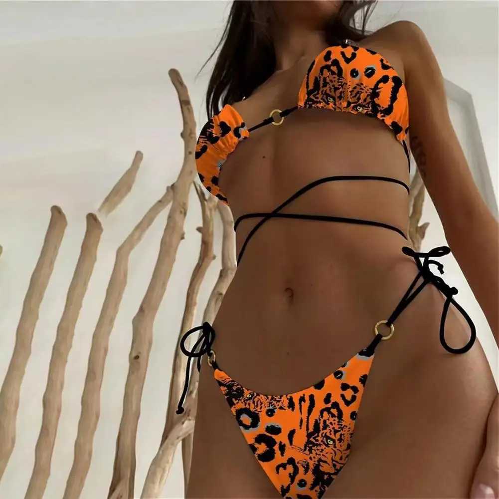 Zebra Print Swimsuit Zebra Print Halter Bikini Set with High Waist Lace-up Briefs Womens Summer Swimwear Set with for VacationXJ250120