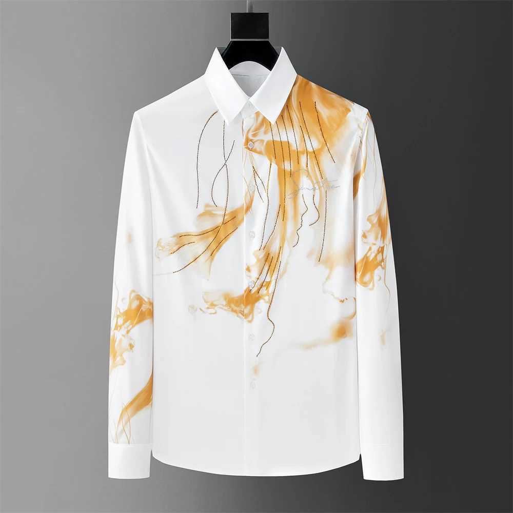 Autumn and winter fashion shirts floral button black and white shirts casual menswear clothing shirts social party luxury newXJ250121