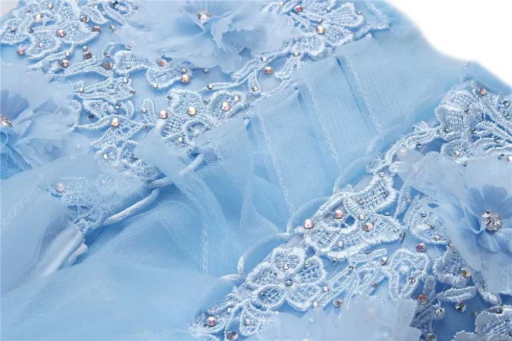 Light Blue Baby Dresses Girl Newborn 1st Year Birthday Infant Outfit Beaded Appliques Princess Party Wedding Christening Gown X250203