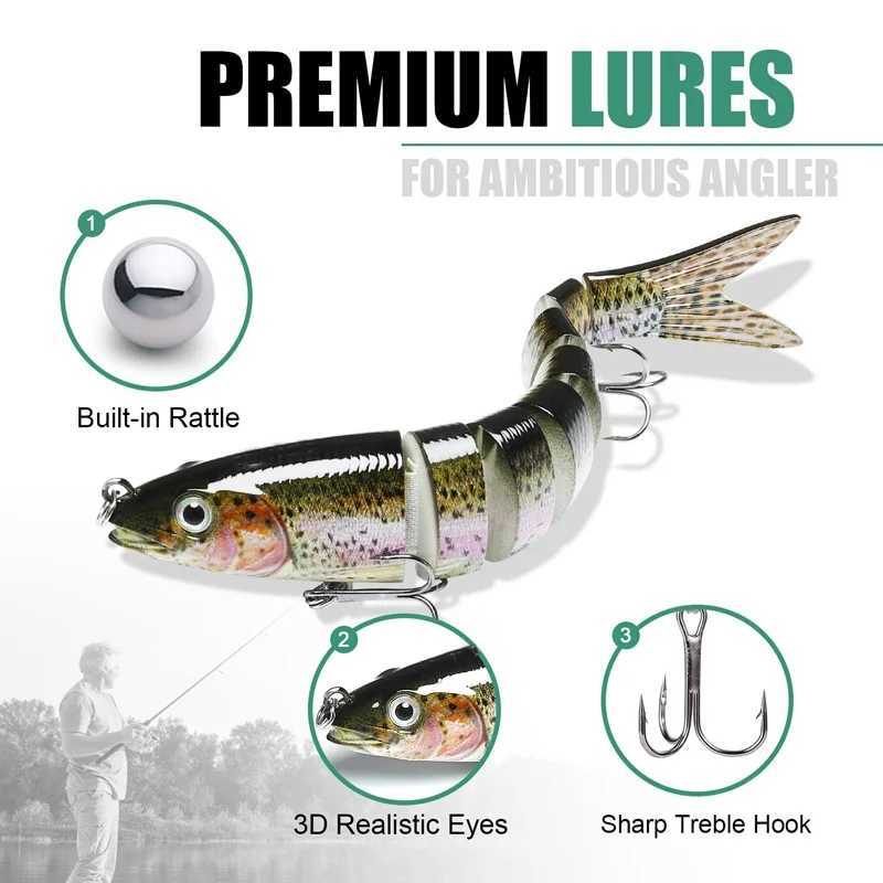 3pcs 8 Segment Fishing Lure Multi Jointed Swimbait Artificial Bait Slow Sinking Bionic Fishing Bait Cool Fishing GearXJ250122