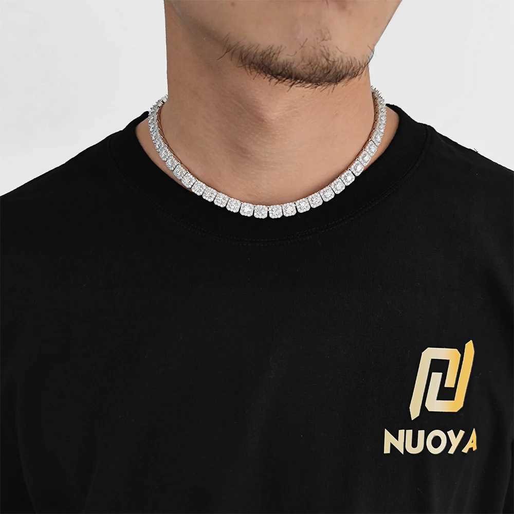 Hip Hop Jewelry 7mm d Tennis Chain Long Clasp Necklace Bling Zircon Cluster Diamond Gold Plated Choker For Women DropShippingXJ250114
