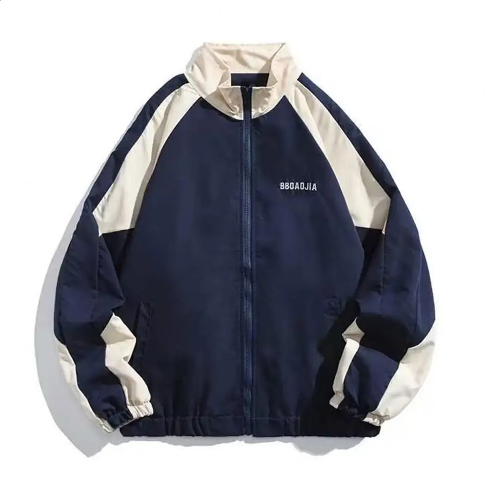 Men Windbreaker Jacket High Street Hop Style Color Block for Women Stand Collar Long Sleeve Spring 250122