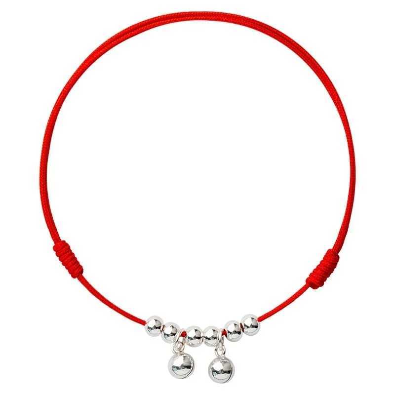 Lucky Bead Retro Chinese Style Chime Anklet for Women Hand-woven Red Rope Minimalist Accories Gift for StudentsXJ250121