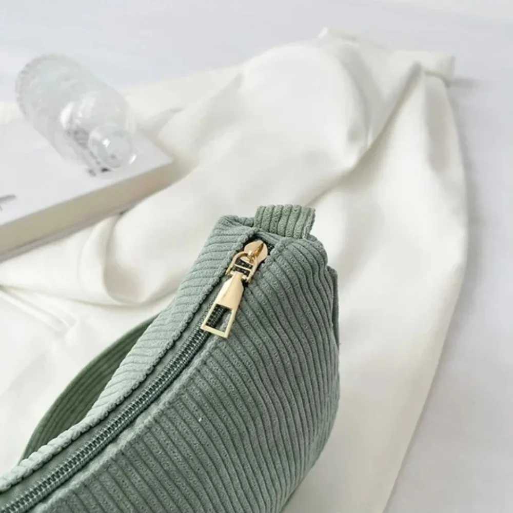 1PC Fi Vintage Womens Handbags Corduroy Underarm Bag Casual Women Shoulder Bags Solid Color Zipper Female Handbag CluhXJ250121