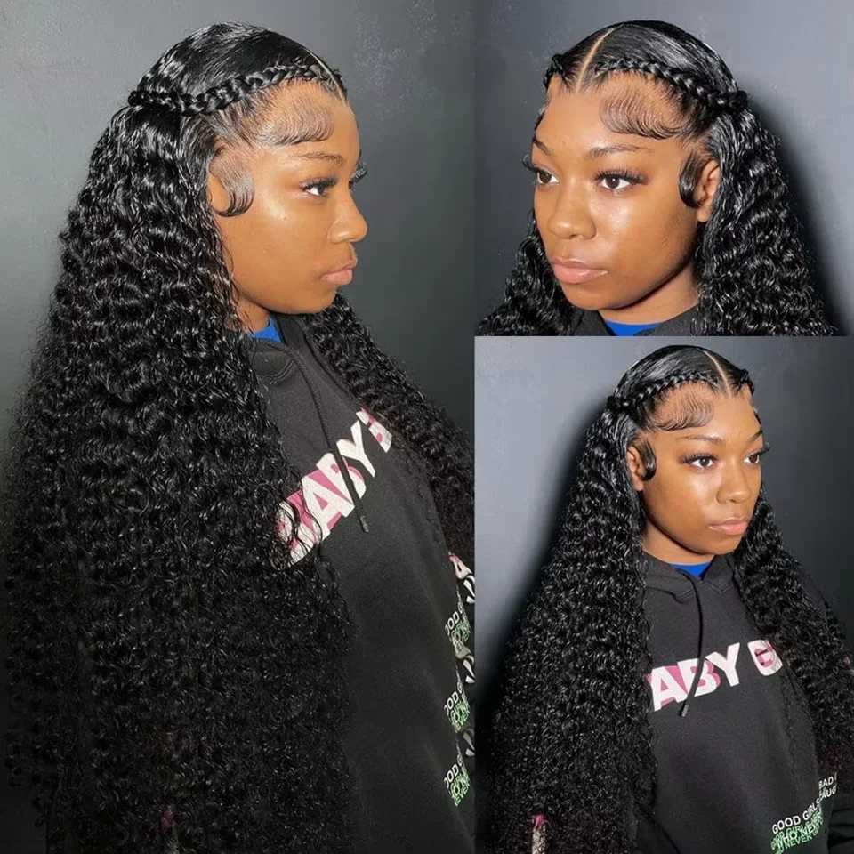 13X4 Lace Frontal Curly Hair Bundles 28 32 Inch Deep Wave Human Hair Bundles 100% Original Raw Human Hair Weaving For ExtensionsXJ250120