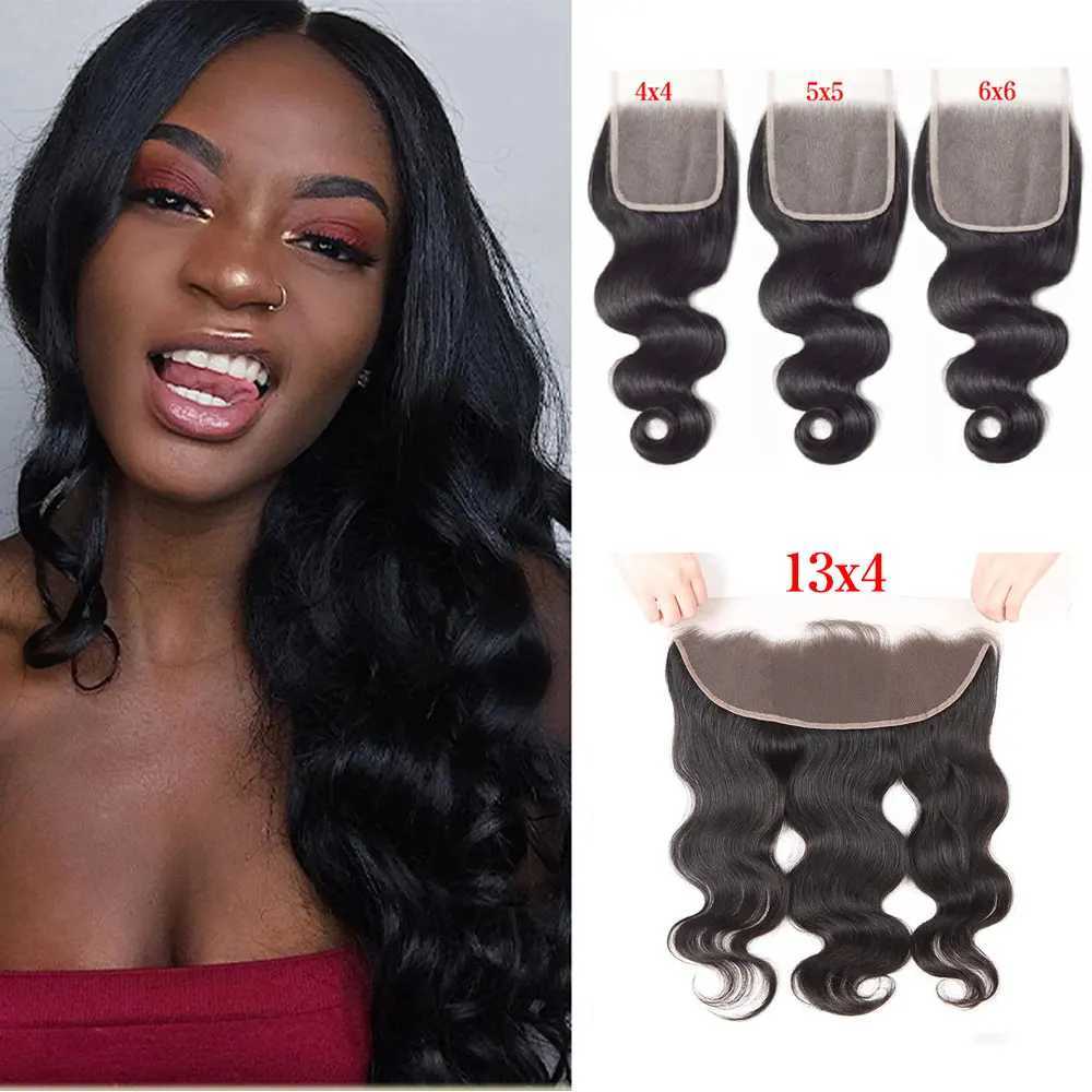 13x4 Body Wave Clo 4x4 5x5 6x6 Human Hair Lace Frontal Clo Black Brazilian Human Hair Extensions Hand Tied Swiss LaceXJ250120