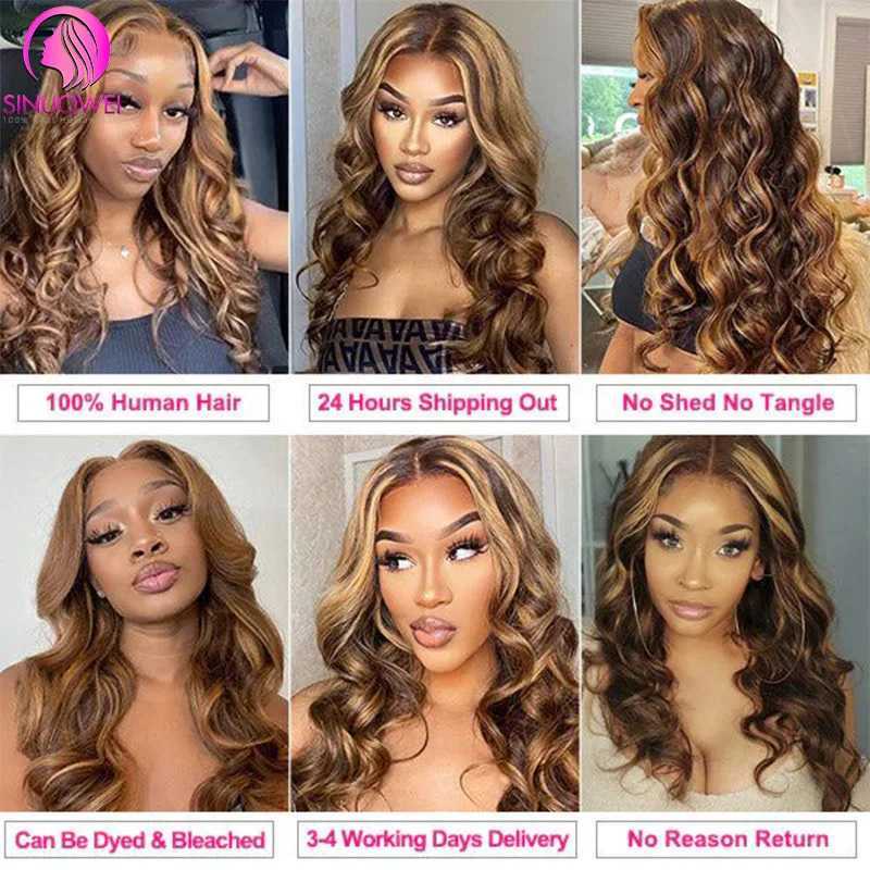 P4/27 Highlight Body Wave Bundles Human Hair Ombre Honey Blonde Brazilian Hair Weave Bundle 1 3 4 Remy Hair Bundles For WomanXJ250120