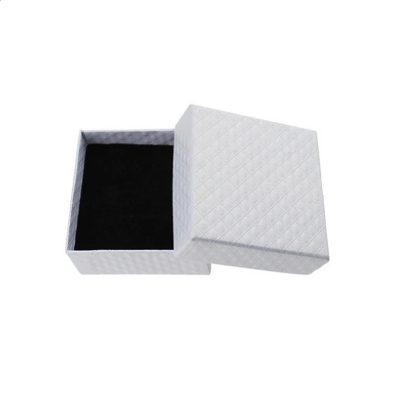 5*5*3cm Jewelry Display Box 48pcs Multi Colors Black Sponge Diamond Patternn Paper Ring /Earrings Box Packaging White Gift Box 250117