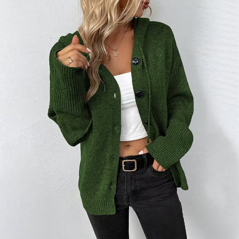 Designer coat women's casual buttons long sleeve hooded coat loose#3453