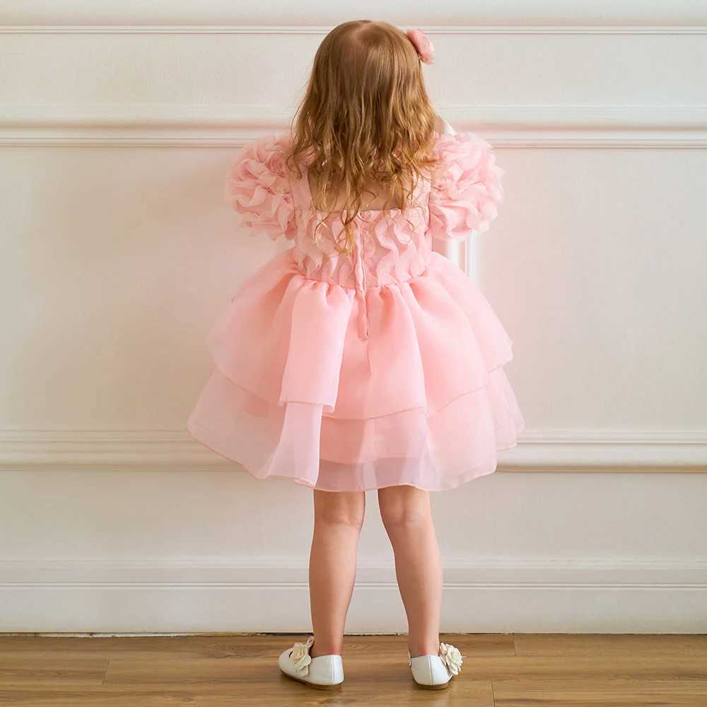 Pageant 1 Year Birthday Dress For Baby Girl Clothes Floral Princess Dress Wedding Puff Sleeve Girls Dresses Baptism Party Gown X250203