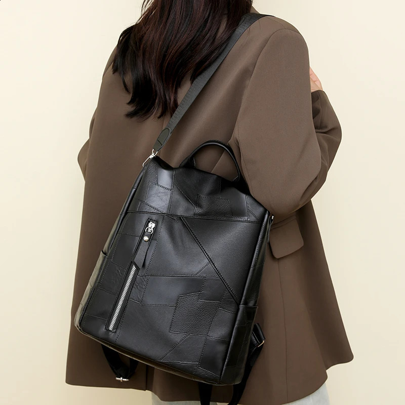 PU soft leather large capacity backpack 250122