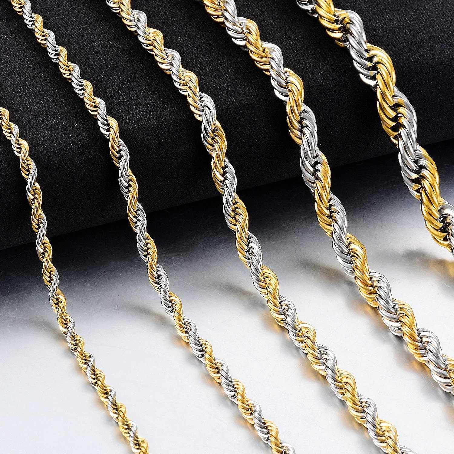 High Quality 2/3/4/5MM Classic Twisted Rope Chain Stainless Steel Necklace No Fade Fashion Jewelry Accessories For Men WomenXJ250121