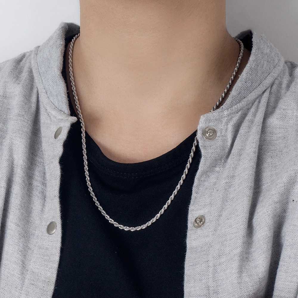 Men 1005 Sterling Silver 3mm Twist Rope Chain Necklace Women Diamond Cut Clasp Box Chain 16-30 inch Chocker Jewelry Boy GiftsXJ250114