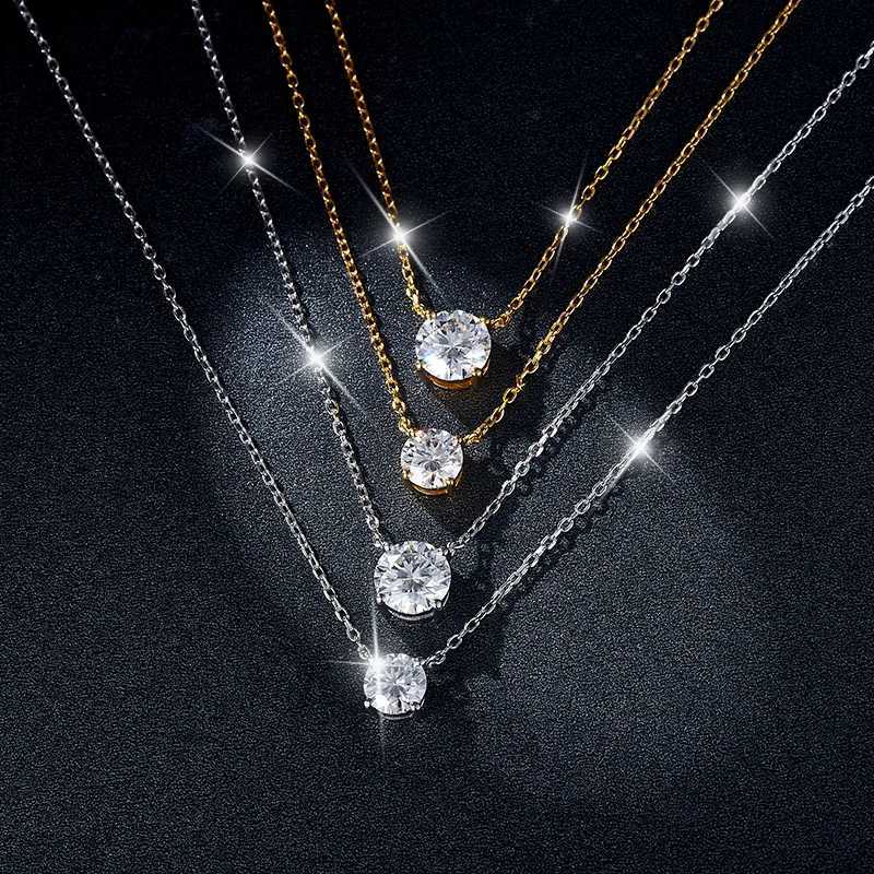 Follow Cloud 6.5mm 1ct 8mm 2ct Moissanite Diamond Necklace for Woman Pendant 925 Sterling Silver Chain Party Bridal Fine JewelryXJ250114