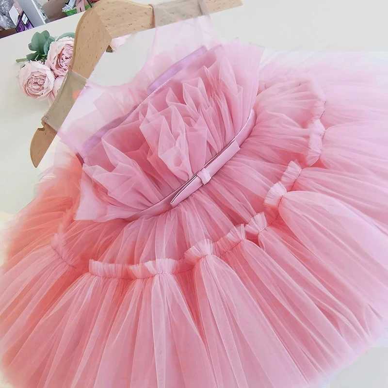 Baby Bow Tulle Baptism Dress for Girls Gown Toddler Kids Wedding Elegant 1st Birthday Party Princess Dress Tutu Evening Dresses X250203