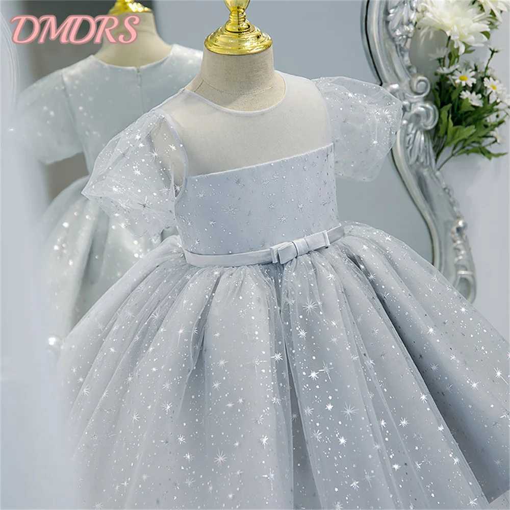 Simple Little Girls First Birthday Ball Gown Multicolor Baptism Toddler Girls Sparkle Sequin Puffy Dress Elegant Evening Dress X250203