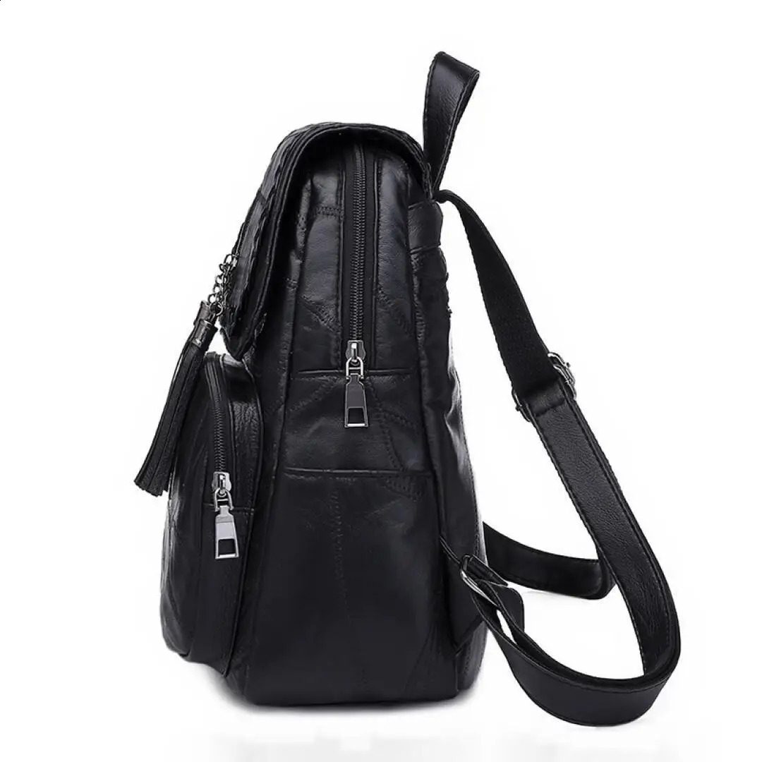 Fashion Leisure Womens Simple Backpack Travel Soft PU Leather Handbag Shoulder Bags for Women 250122