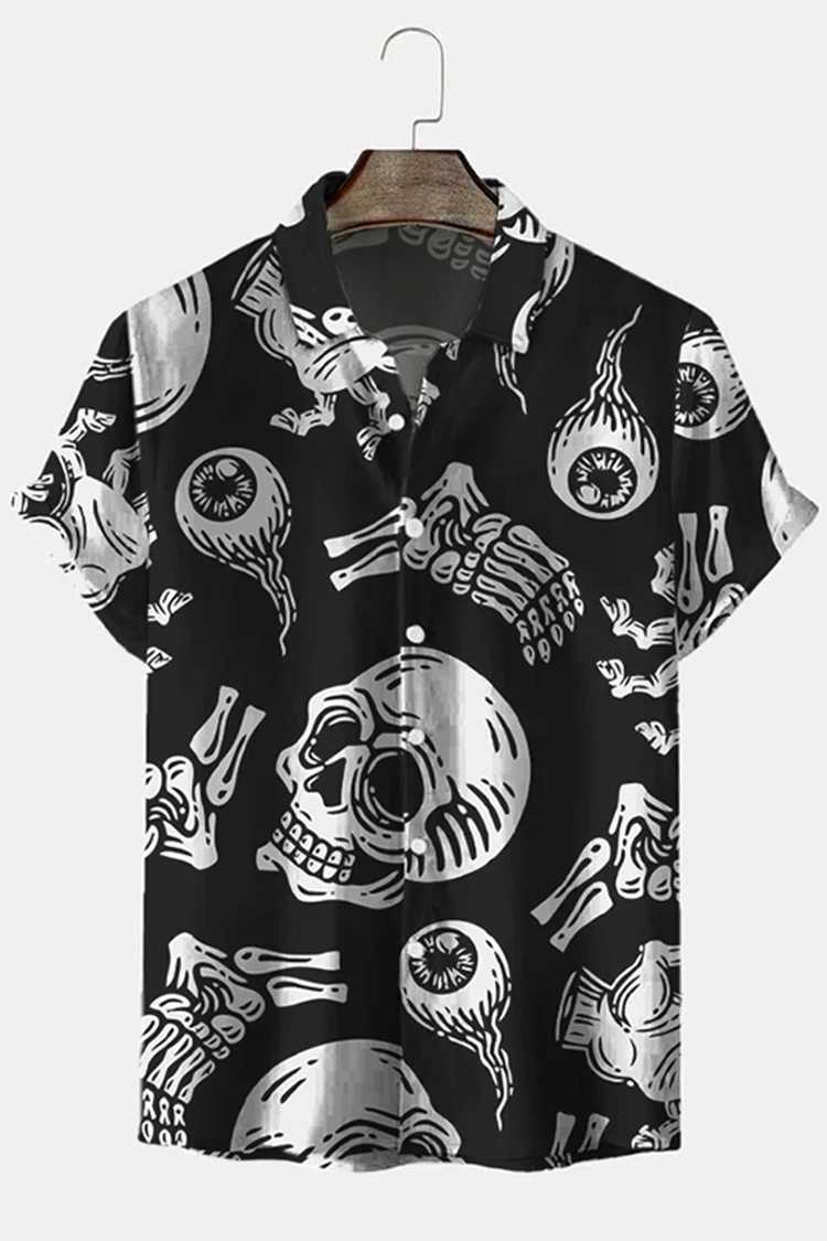 New Hawaiian Shirt For Men Skull 3d Printed Beach Shirt Short Sleeve Button Casual Mens Skull Shirts Oversized Camisa S-5XLXJ250121