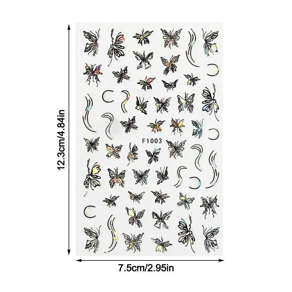 Butterfly Laser Nail Stickers Holographic Glitter Shining Adhesive Slider DIY 3D Nail Art Decal DecorationXJ250120