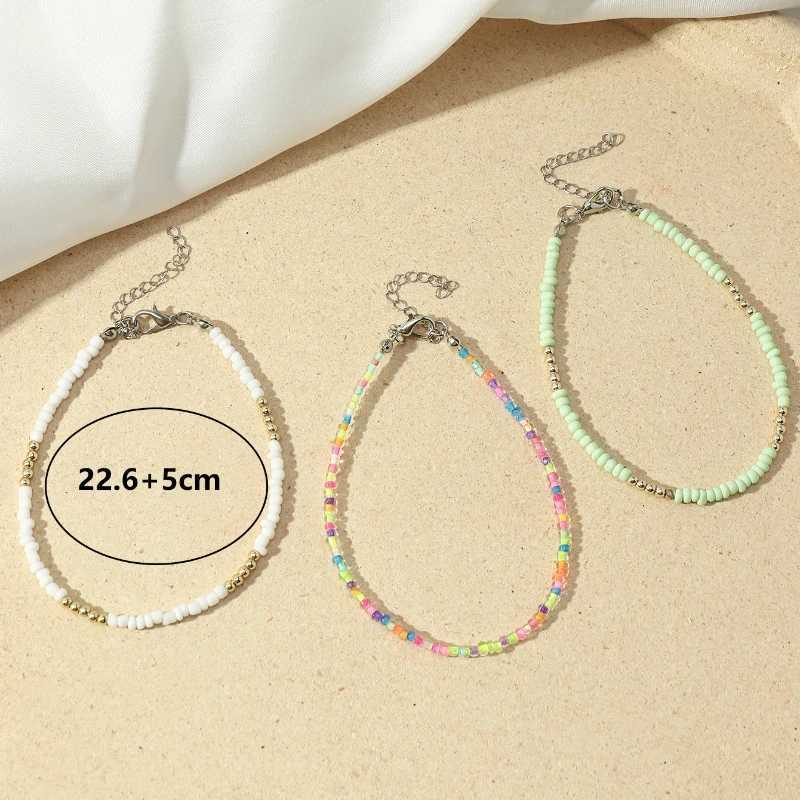 3Pcs/Set Bohemian Colorful Beaded Beads Anklets for Women Summer Ocean Beach Handmade Ankle Bracelet Foot Leg Beach Chain GiftXJ250121