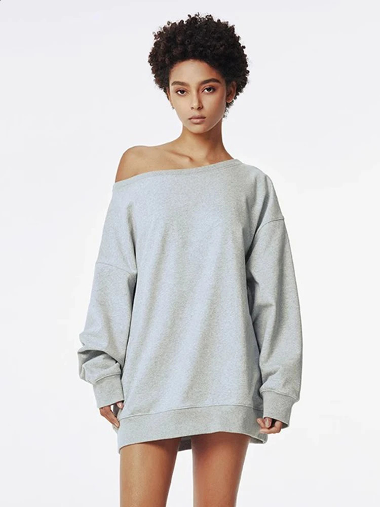 Autumn Women Sweatshirt Harajuku Retro Tops Y2k Pullover Loose Off Shoulder Hoodies Fashion Streetwear 250109