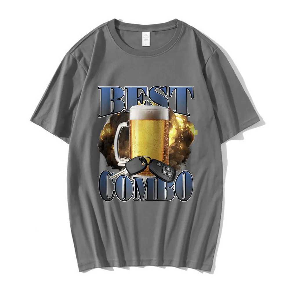 Best Combo Print T Shirt Funny Drunk Driving Short Sleeve T-shirts Mens Women 100% Casual Cotton Oversized T Shirts Streetwear X250203