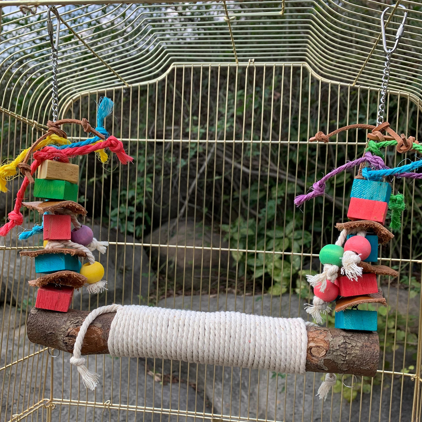 Bird Swing Perch for Birds Chewing Toy Parrot Chew Toy Bird Cage Hanging Training Toy Accessories for Large Medium Birds 250121