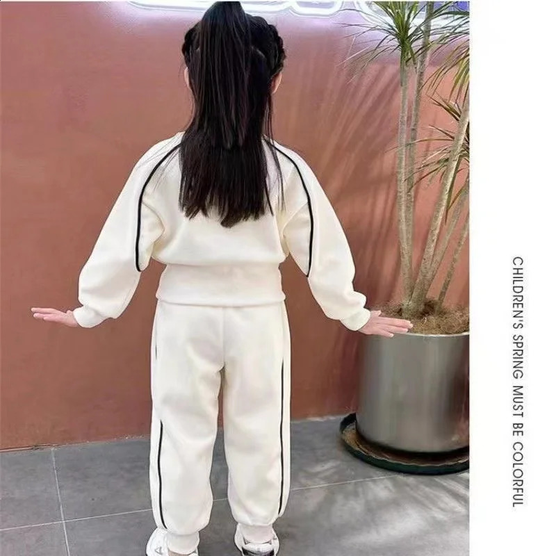 Girls Clothing Sets Kids Casual Sweatshirtpant 2 pcs Suit Spring Autumn Tracksuit Childrens Thicken Printing Sportswear 250113