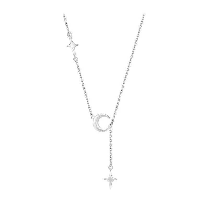 New 925 Sterling Silver Moon Star She Necklace For Women Pendent Clavicle Chain Wedding Party Jewelry AccoriesXJ250114