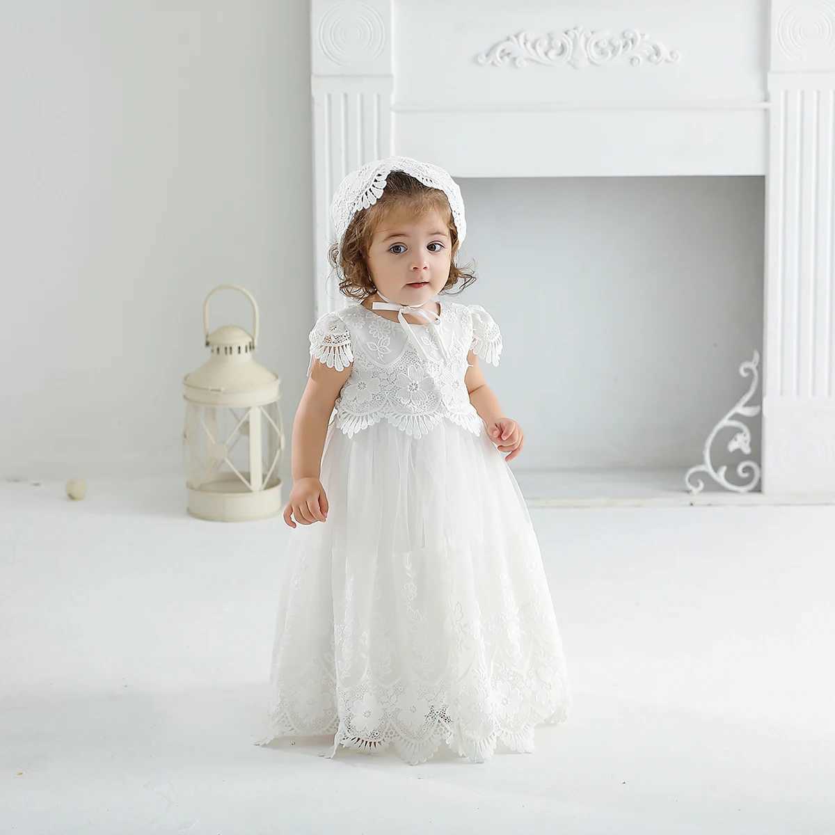 Infant Baby 1st Birthday Baptism Dresses for Kids Girls White Wedding Party Princess Gown Tulle Toddler Summer Clothes 0 1 2Y X250203