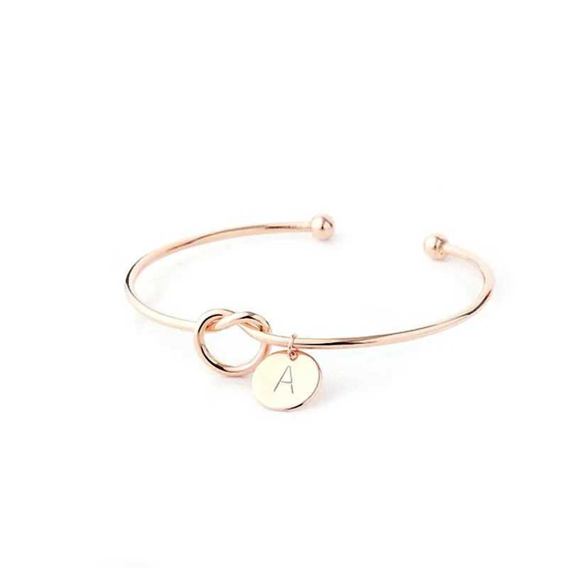 RetroGem Trendy Initial Letter Charm Bangle for Women Men Lover Wife Stainless Steel Letter Cuff Bracelet Couple Jewelry Whosale W250121