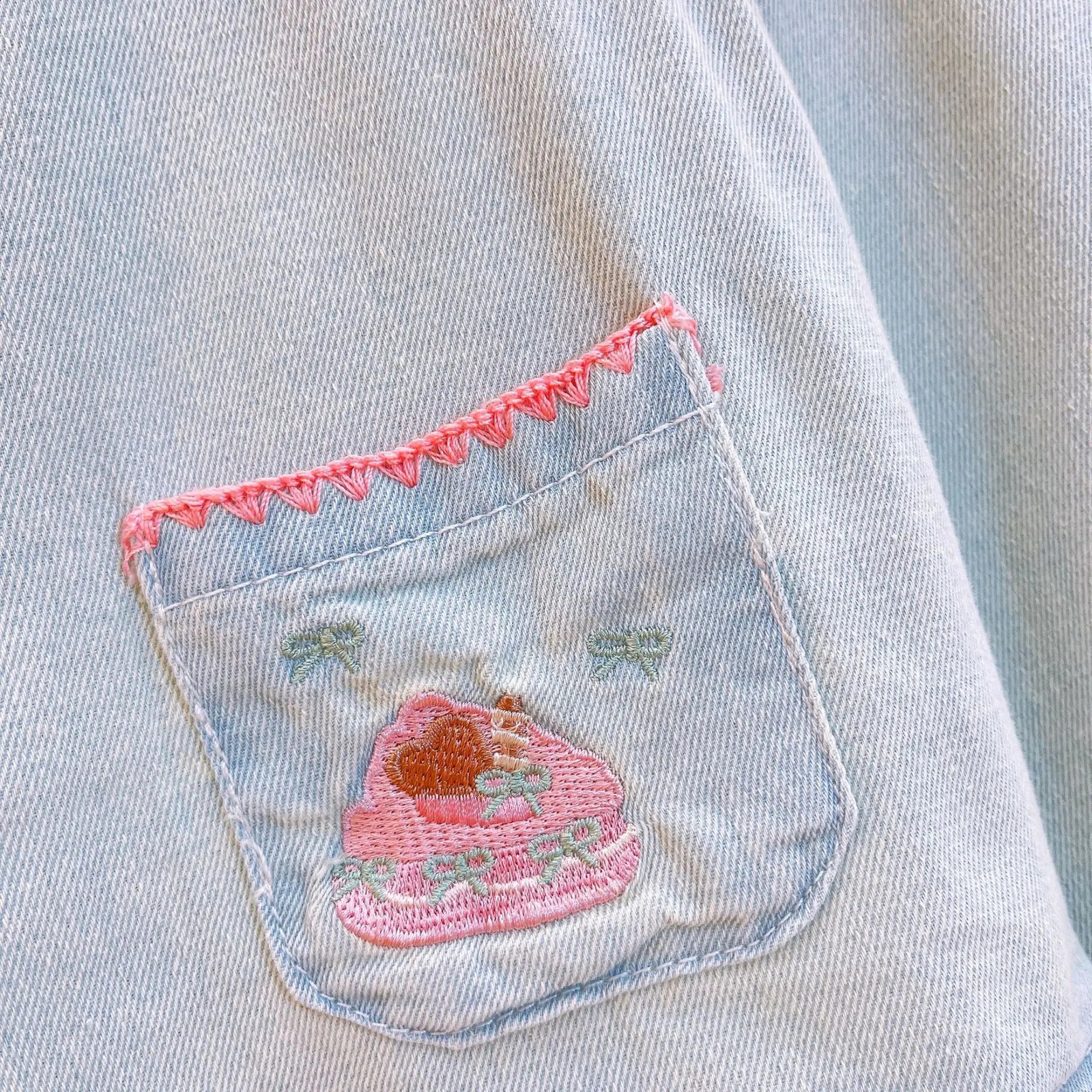 Childrens Clothing Sets Cute Lace Embroidered Denim Sleeveless Top with Wideleg Pants 2pcs Toddler Girl Clothes 250117
