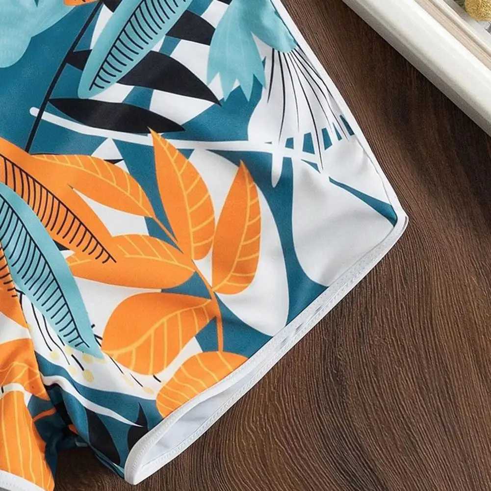 2Pcs/Set Women Bikini Set Bowknot Decor Floral Print Backless Lady Swimwear Wire Free Halter Bra High Waist Shorts Set BeachwearXJ250120