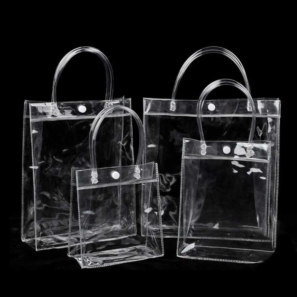 Durable Transparent PVC Handbag Large Capacity Multi-purpose Candy Bag Plastic Gift Jelly Bag Outing Travel Hiking BagXJ250121