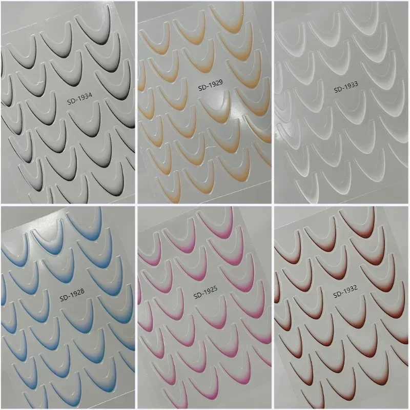 new French Gradient Line Nail Art Stickers 3D Self-Adhesive White+Black Slider Design Stencil Manicure Guides DIY Nail DecorXJ250120