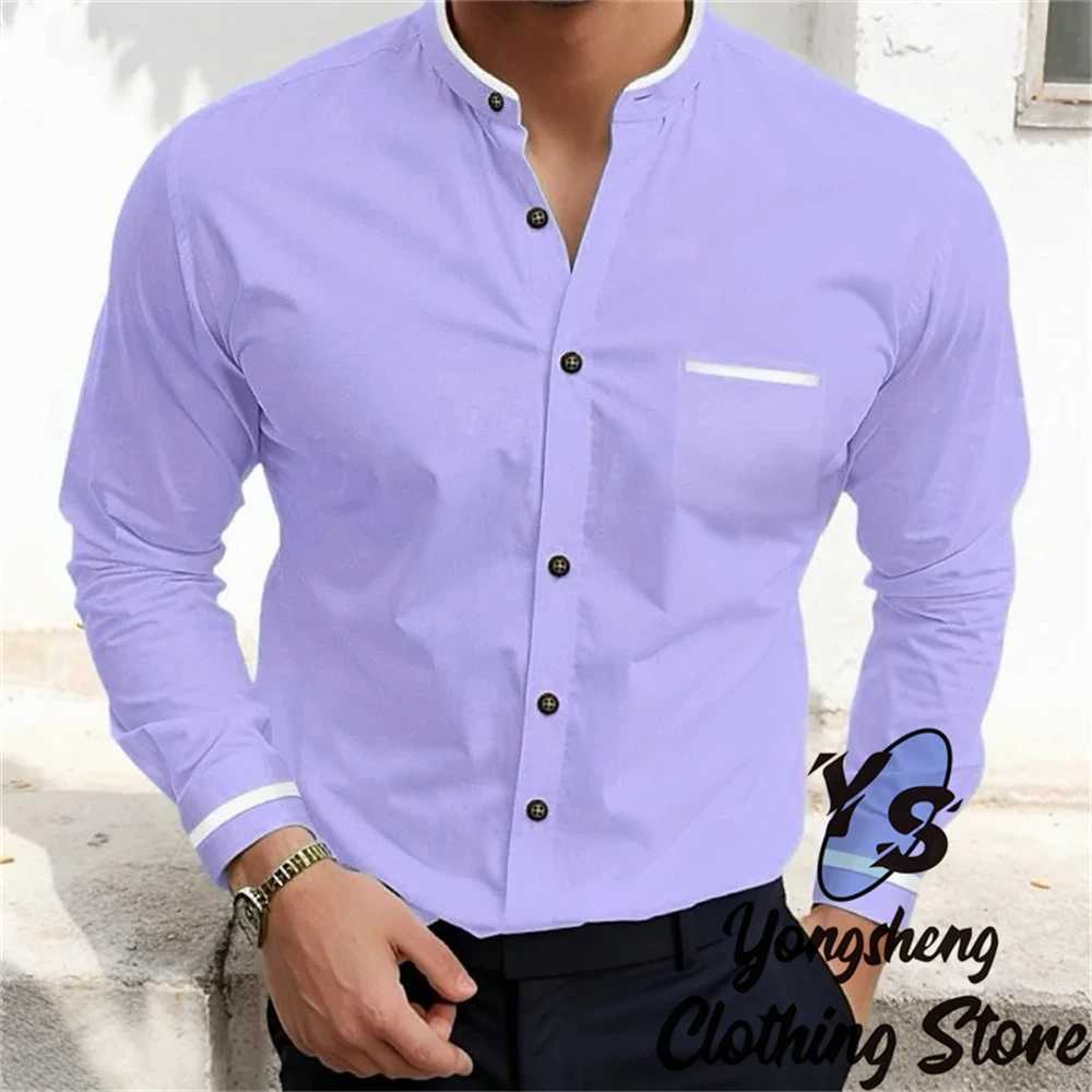 Mens Long Sleeve Shirts Plain Shirts Fashionable High Quality Mens Tops Blue White Pink Green Red Extra Large Size ClothingXJ250121