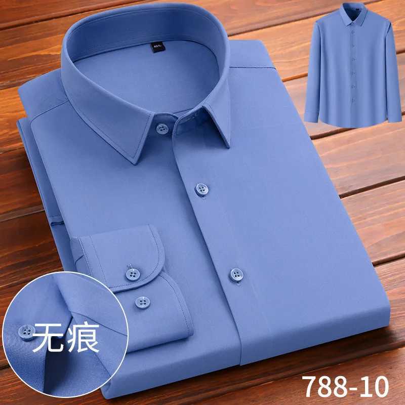 Mens short-sleeved shirt Spring summer Modal long-sleeved formal business casual non-ironing without trace high quality fashionXJ250121